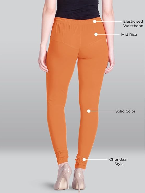 Lyra Women's Slim Fit Hosiery Churidar Leggings L-155 (FIRE ORANGE)