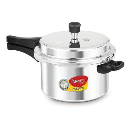 the Pigeon by Stovekraft Deluxe Pressure Cooker Made with durable and lightweight aluminum its outer lid design