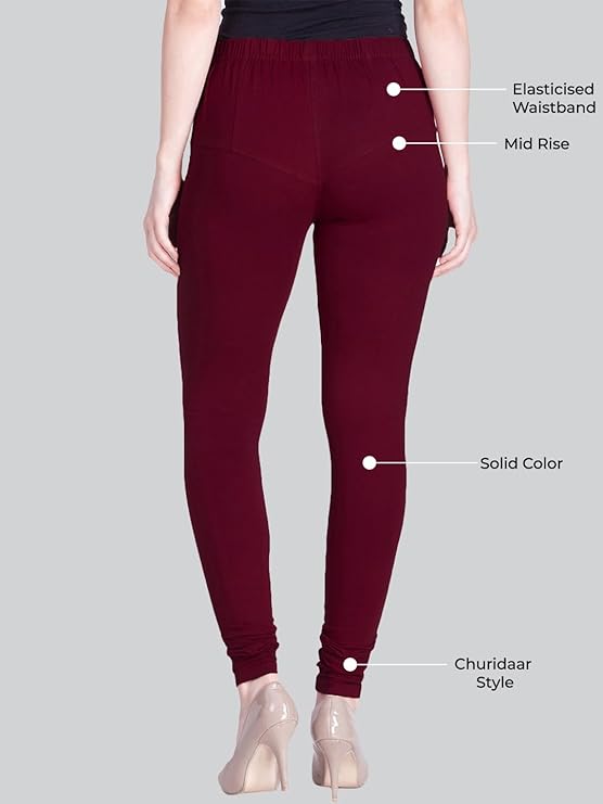 Lyra Women's Slim Fit Hosiery Churidar Leggings L-160 (MEDIUM MAROON)