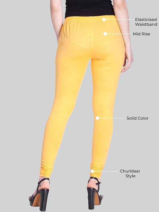 Lyra Women's Slim Fit Hosiery  Churidar  Leggings (PASTEL YELLOW)