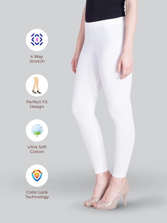 Lyra Women's Stretch Ankle length Leggings (White)