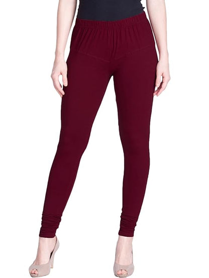 Lyra Women's Slim Fit Hosiery Churidar Leggings L-160 (MEDIUM MAROON)