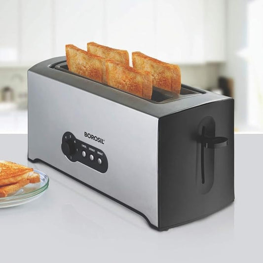 Borosil  Krispy 4 Slice Pop Up Toaster perfect for busy mornings and quick breakfasts