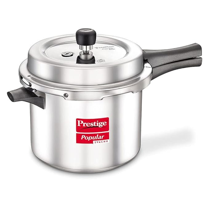 the Prestige Popular Svachh 5.0 Litre Pressure Cooker. Its aluminium outer lid and 5.0 litre capacity make cooking easy and efficient.