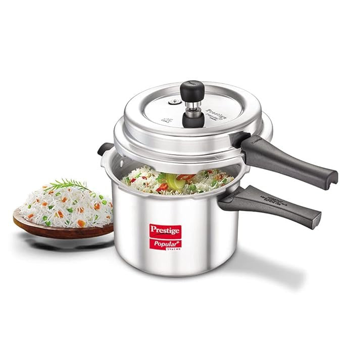 Prestige Popular Plus 5L Pressure Cooker Made from high quality virgin aluminium it features a unique spillage control outer lid