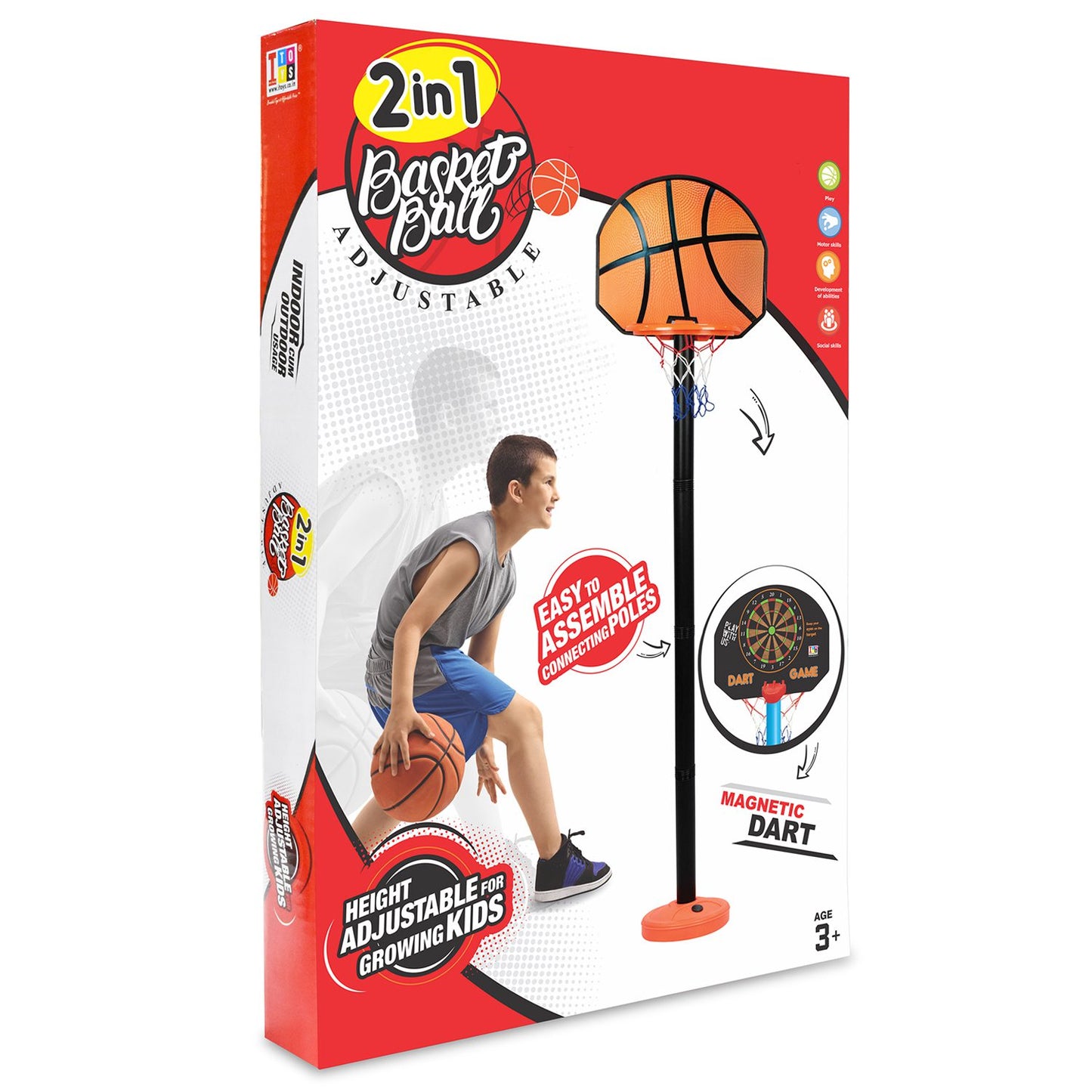 2 IN 1 Basket ball Adjustable for growing kids
