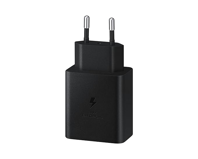 Samsung smartphone with the Samsung Original 45W Power Adapter. With its Type C to C cable,