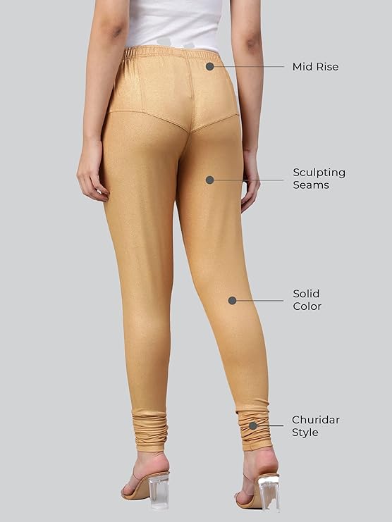 Lyra Women's Slim Fit Hosiery Churidar  Leggings L-181 (LIGHT GOLD)