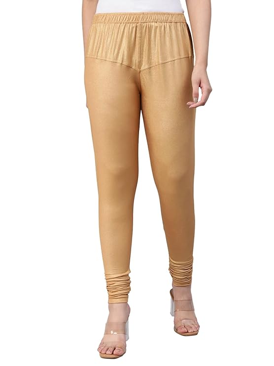 Lyra Women's Slim Fit Hosiery Churidar  Leggings L-181 (LIGHT GOLD)