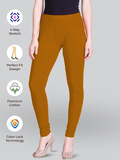 Lyra Women's Slim Fit Hosiery Churidar  Leggings L-148 (GINGER)