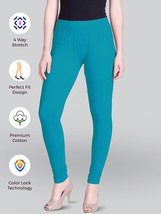 Lyra Women's Slim Fit Hosiery Churidar  Leggings L-111(AQUA BLUE)