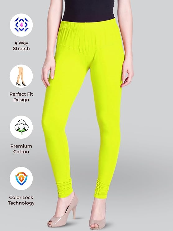 Lyra Women's Slim Fit Hosiery Churidar  Leggings (NEON LEMON)