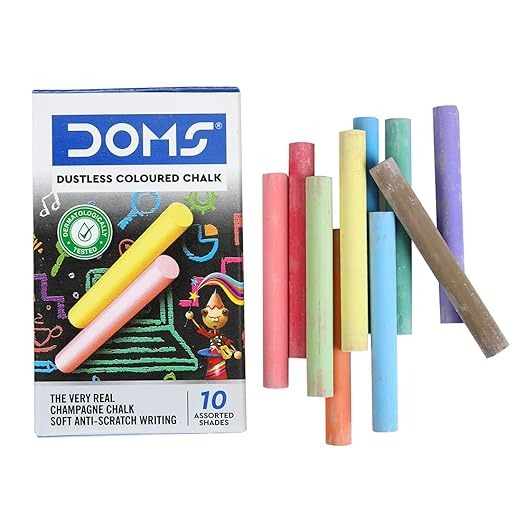 (ITN) Doms Dustless Coloured Chalk Box Pack of 1 SKU7208