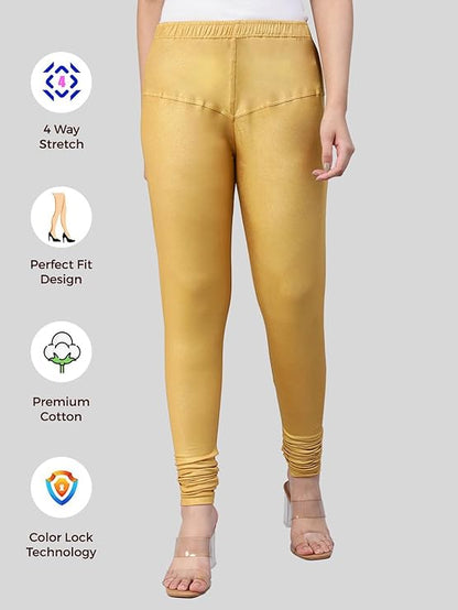 Lyra Women's Slim Fit Hosiery Churidar Leggings  (MEDIUM GOLD)