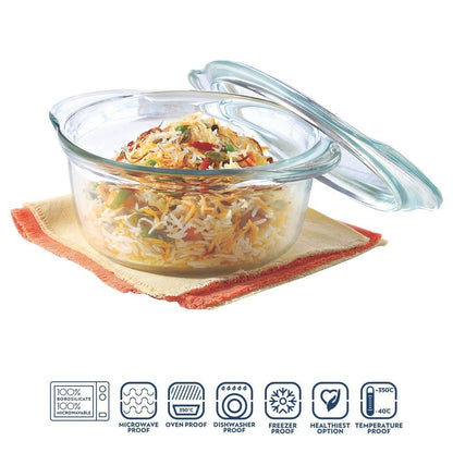 the convenience of cooking and serving in one dish with our Borosil Glass Casserole