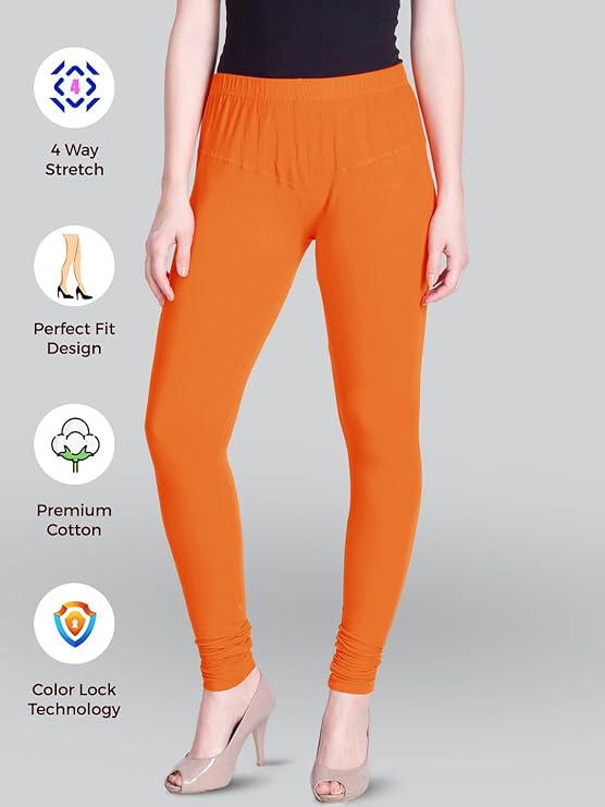 Lyra Women's Slim Fit Hosiery Churidar  Leggings  (RICH ORANGE)