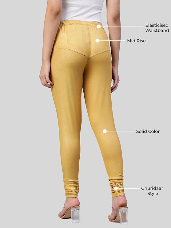 Lyra Women's Slim Fit Hosiery Churidar Leggings  (MEDIUM GOLD)