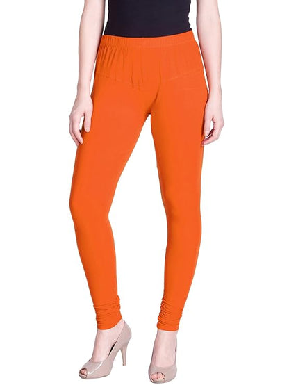 Lyra Women's Slim Fit Hosiery Churidar  Leggings L-116 (CARROT ORANGE)