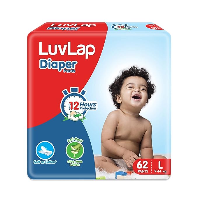 LuvLap Pant Style Baby Diapers Large  62 Count For babies of Upto 9 to 14Kg