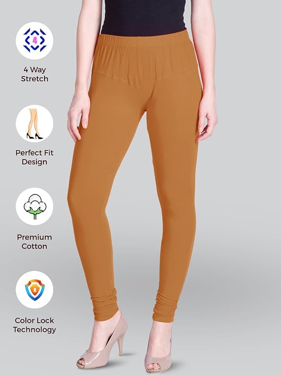 Lyra Women's Slim Fit Hosiery Churidar Leggings L-137 (HONEY)