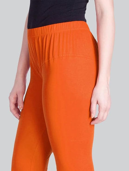 Lyra Women's Slim Fit Hosiery Churidar  Leggings L-116 (CARROT ORANGE)