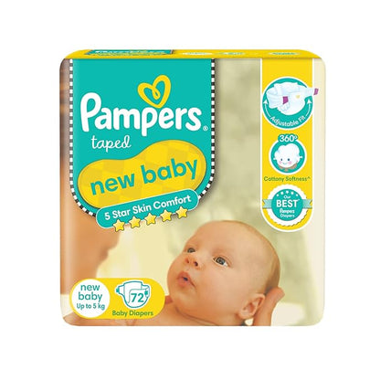 Pampers Active Baby Style Baby Diapers New Born Size 72 Count Up to 5kg Diapers