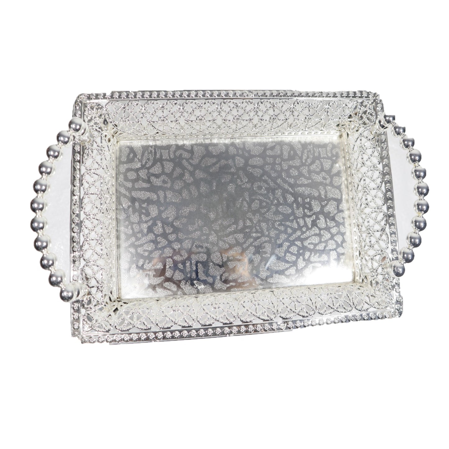 Germen Silver Designer Tray with moti/Pearl Handle