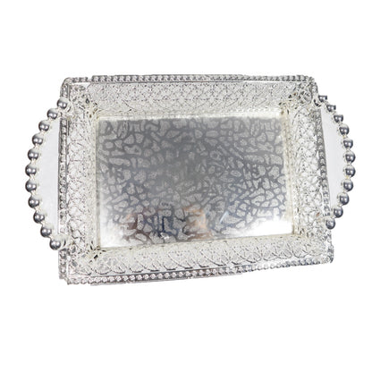 Germen Silver Designer Tray with moti/Pearl Handle