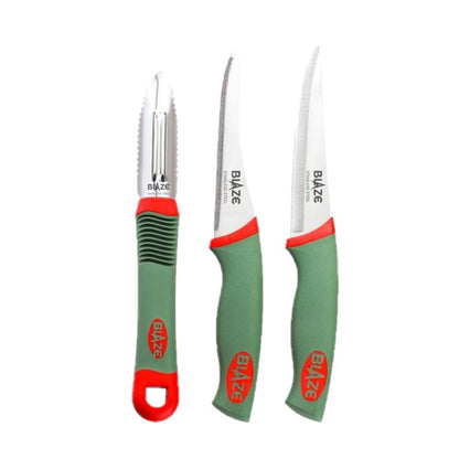 (ITN) Blaze Soft Touch Knife Set of 3pcs SKUGH222