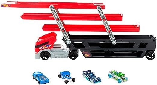 (ITN) Hot Wheels Mega Hauler Truck includes 4 Die-cast Cars SKU62001