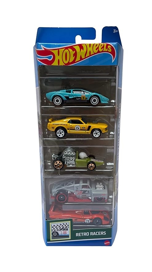 (ITN) Hot Wheels Car 2024 Retro Racers Pack of 5 SKUHTV50