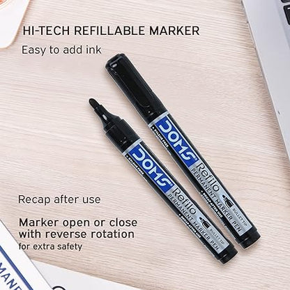 Doms - H-STAT-026 Refile Permanent Ink Pens Japanese Bullet Tip Pack of 10