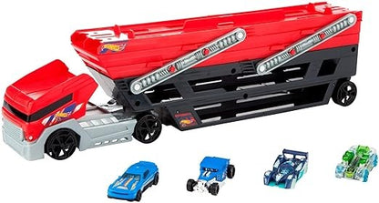 (ITN) Hot Wheels Mega Hauler Truck includes 4 Die-cast Cars SKU62001