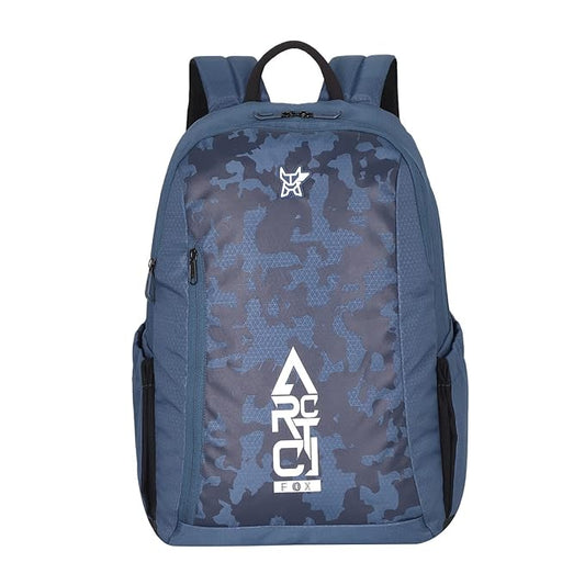  Arctic Fox Backpack, blue , printed, fashionable, white print , 2 side bottles,Polyester Fabric