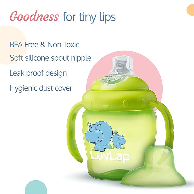 LuvLap Hippo Sipper 225ml green color