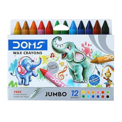 (ITN) Doms Jumbo Wax Crayons with a Free Silver Crayon (12 Shades) SKU3468