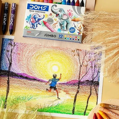 (ITN) Doms Jumbo Wax Crayons with a Free Silver Crayon (12 Shades) SKU3468