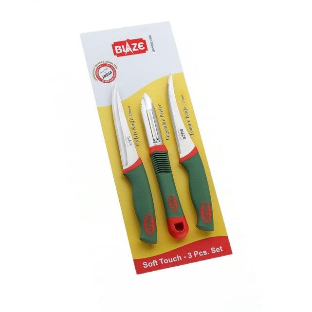 (ITN) Blaze Soft Touch Knife Set of 3pcs SKUGH222