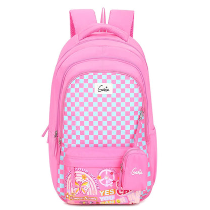 GENIE GRACE Backpack, Polyester Fabric,Polyester Fabric, pink and green , printed fashion, 3 compartment