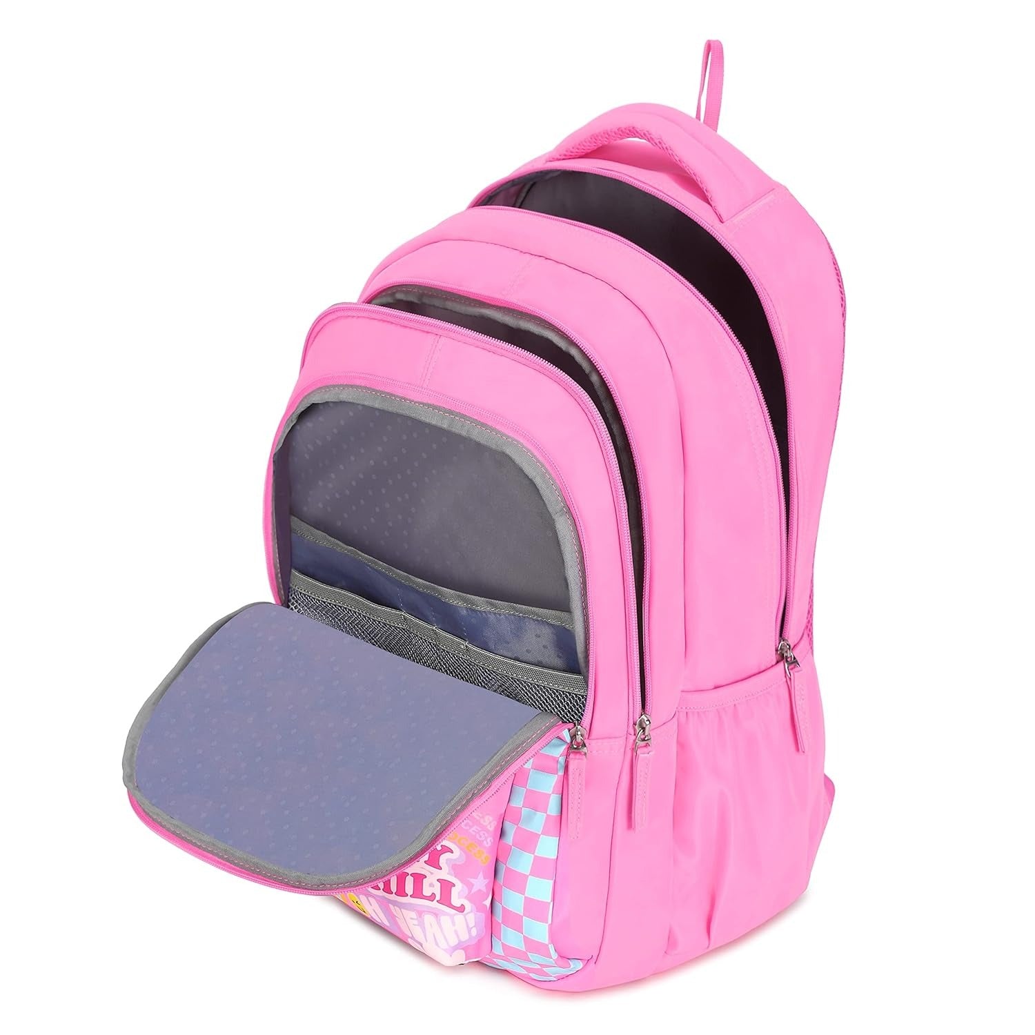 GENIE GRACE Backpack, Polyester Fabric,Polyester Fabric, pink and green , printed fashion, 3 compartment