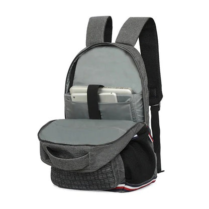 Tommy Hifilger bag, Compartment 2, Laptop Backpack, grey , fashion, stylish, comfortable,red and black lines