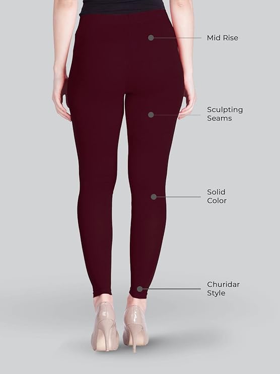 Lyra Women's  Ankle Length Leggings L-161 (BURGUNDY)