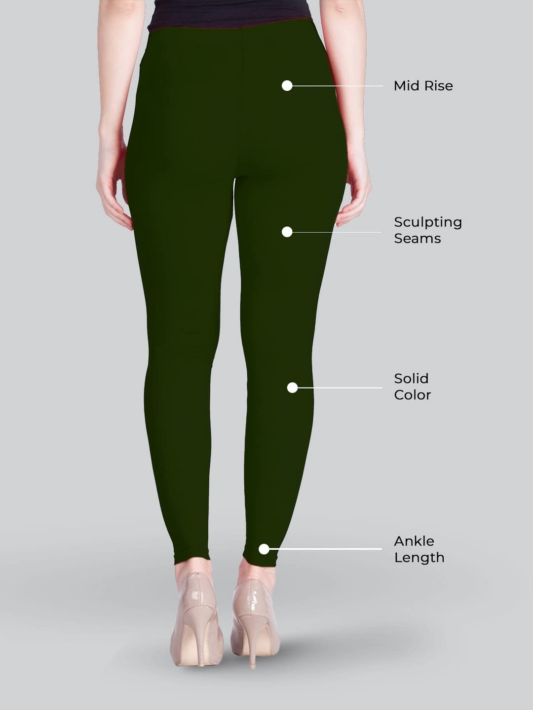 Lyra Women's Ankle  Length Leggings L-06 (BOTTLE GREEN)