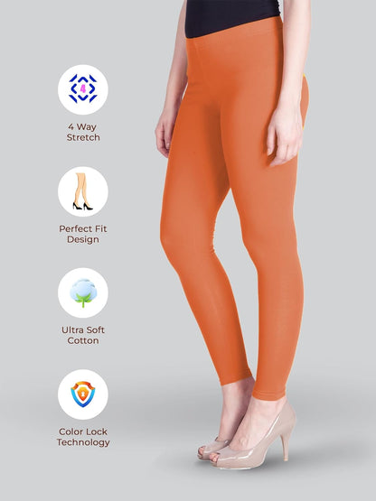 Lyra Women's Regular Hosiery Ankle Length Leggings L-138 (SQUASH ORANGE)