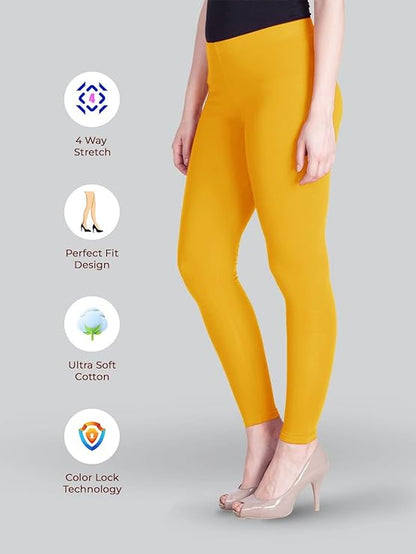 Lyra Women's Ankle Length Leggings L-139  (GOLDEN CORN)