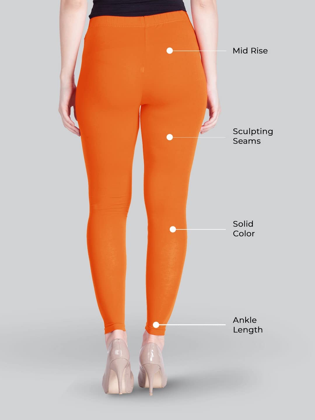 Lyra Women's Ankle Length Leggings L-128 (RICH ORANGE)