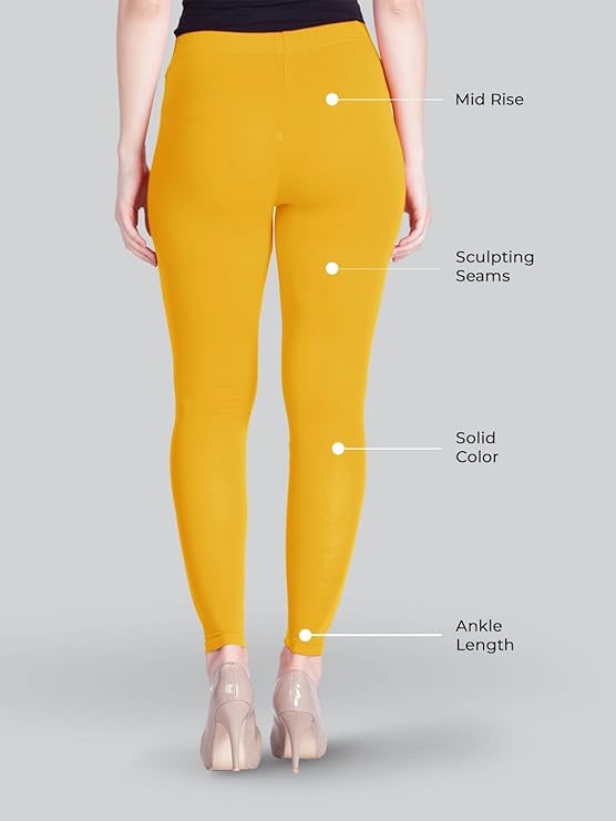 Lyra Women's Ankle Length Leggings L-139  (GOLDEN CORN)