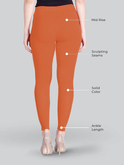 Lyra Women's Regular Hosiery Ankle Length Leggings L-138 (SQUASH ORANGE)