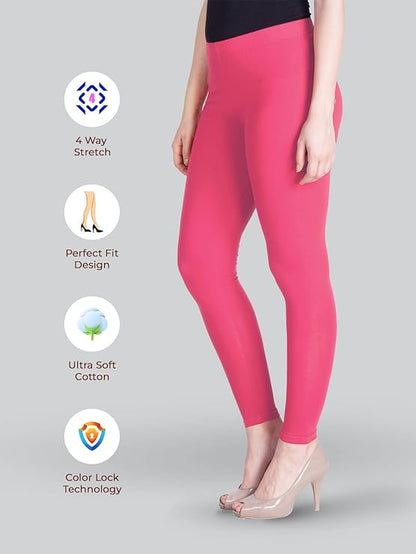 Lyra Women's  Ankle  Length Leggings L-170 (CAMELLIA ROSE)