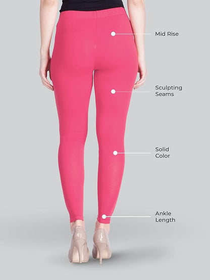 Lyra Women's  Ankle  Length Leggings L-170 (CAMELLIA ROSE)